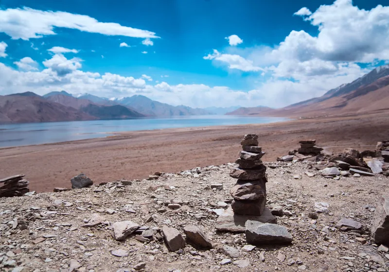 Camp beside Pangong Tso
