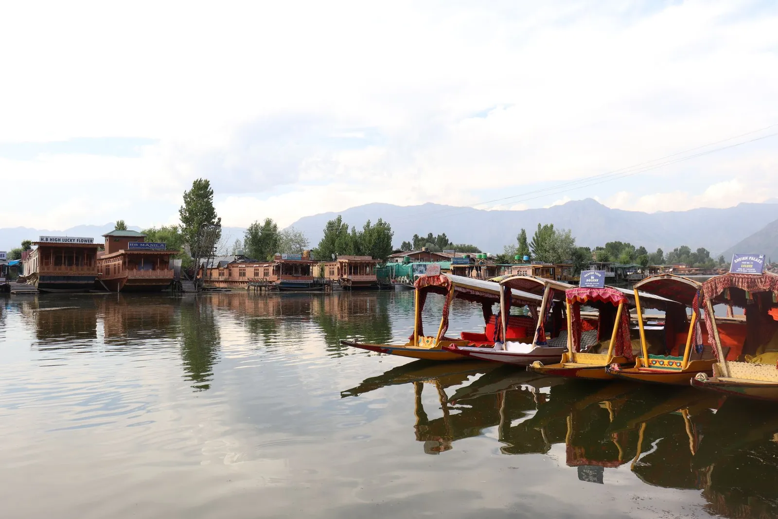 Lake houseboats at sunset