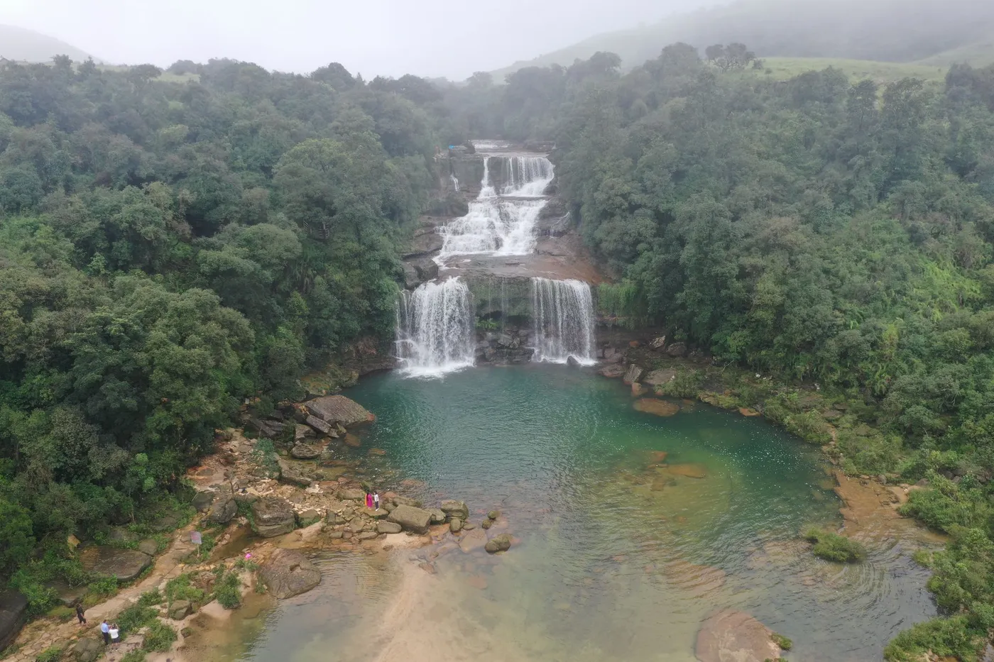 Behind the falls